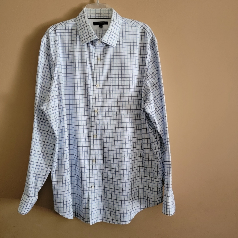 BANANA REPUBLIC Men's Classic Fit Plaid Non-iron Long Sleeve Dress Shirt XLARGE